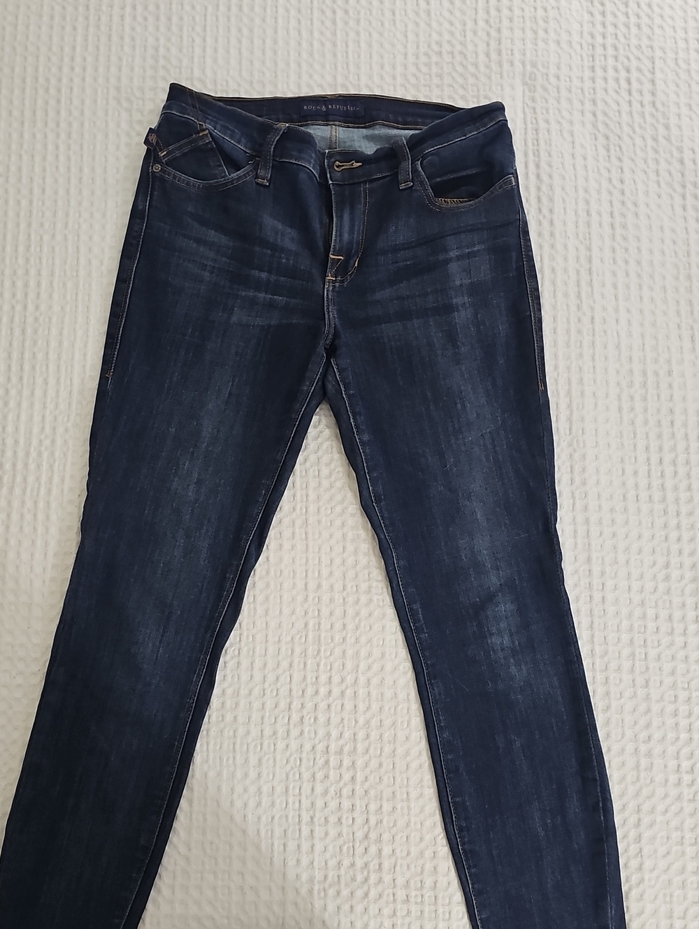Rock & Republic Dark Blue Skinny Jeans Size 10 Stretchy